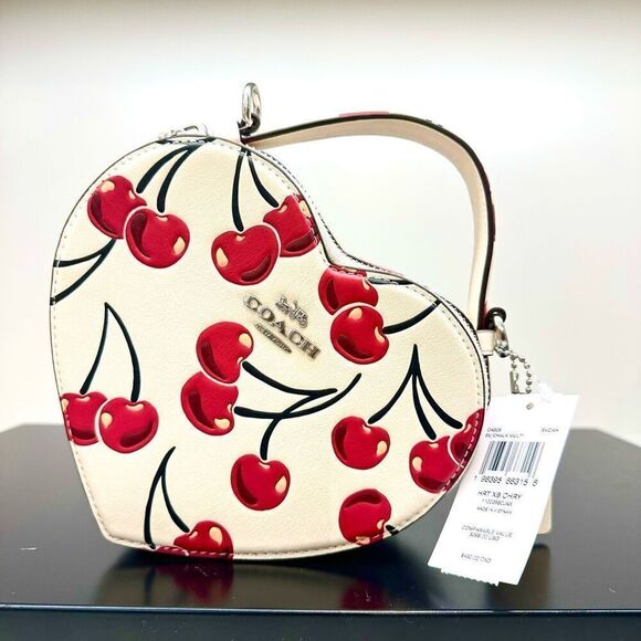 NWT ❤️ Coach Heart Crossbody Bag With Cherry Print CAB06 - Picture 1 of 9